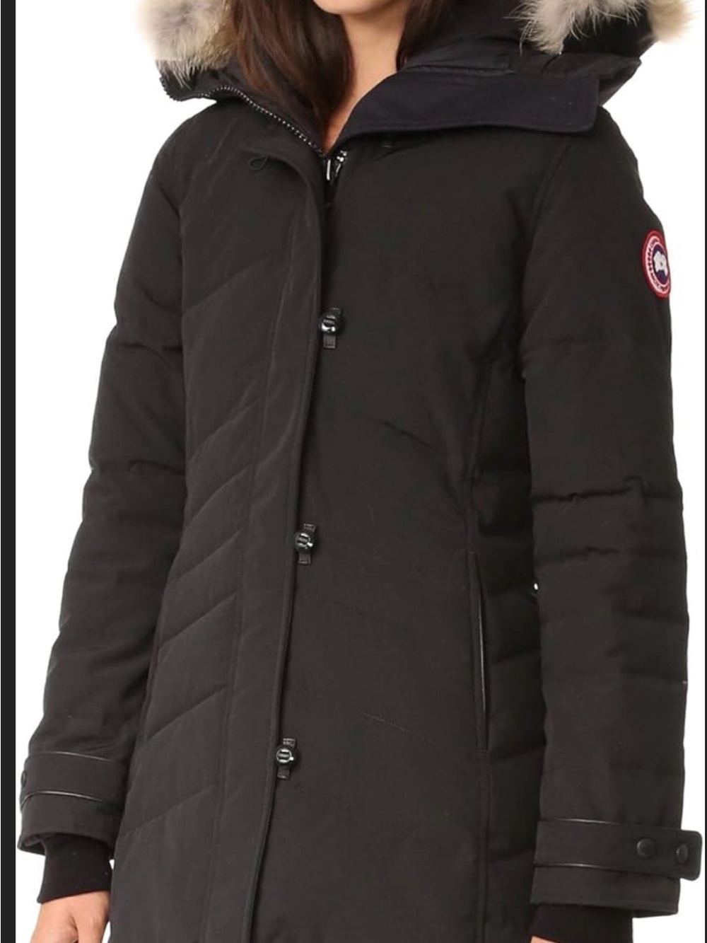 Canada Goose Black Down Coat with Fur-Trim Hood